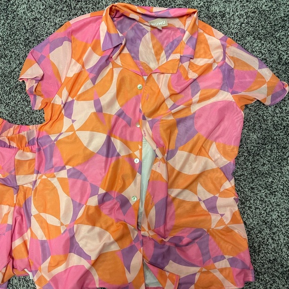 Show Me Your MUMU Sunset Daiquiri Blake Button Up Shirt Unisex - Picture 7 of 9